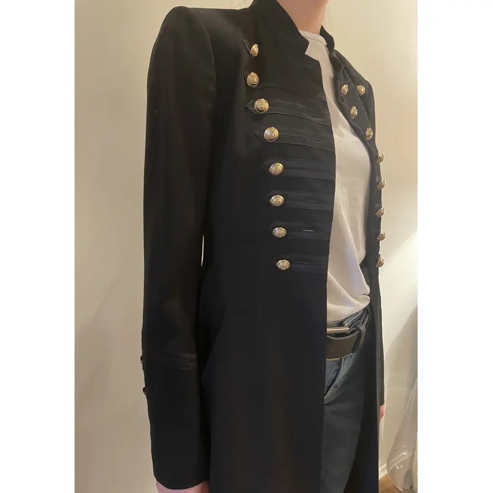 Temperley London Black Military Coat with Silver Buttons - Picture 8 of 11